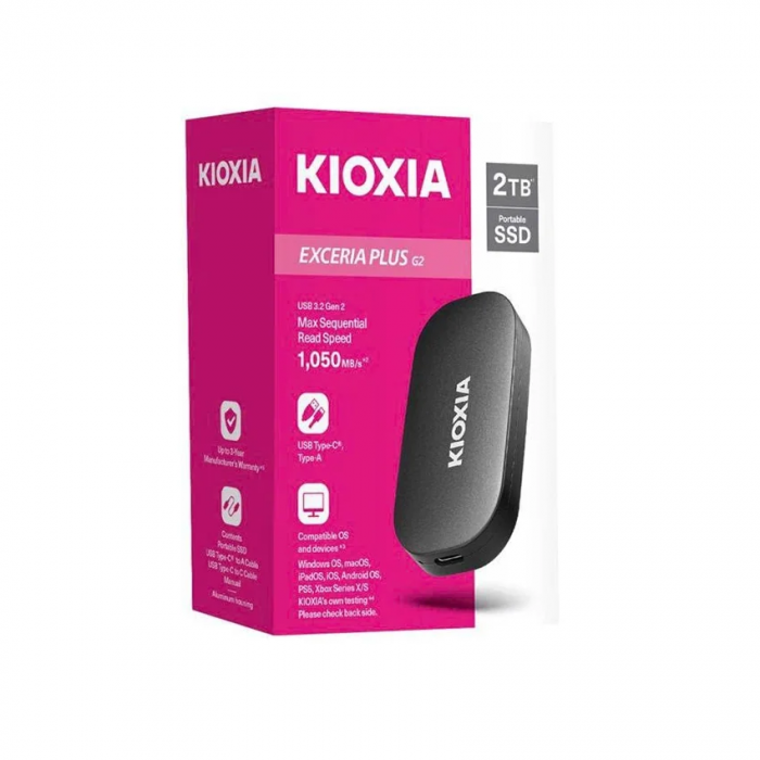 Ổ cứng gắn ngoài KIOXIA 2TB EXCERIA PLUS G2 Portable R1050/W1000- LXD20K002TG8