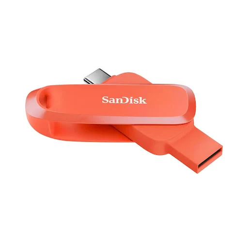 Bộ nhớ ngoài SanDisk 128GB SDDDC6-128G-G46NO, Phone Drive USB 3.2 TypeC + Type A,Nasturtium Orange (màu cam san hô)  