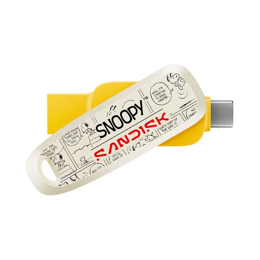 DDDC6 Snoopy Phone Drive, SanDisk- 64GB USB 3.2/Type C-A, Yellow- SDDDC6-064G-PS46