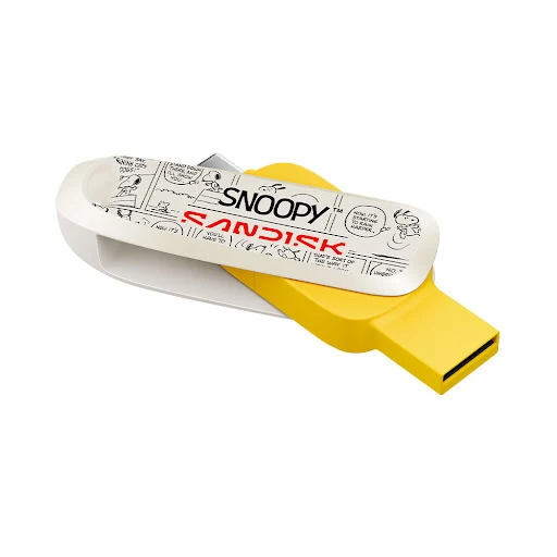 DDDC6 Snoopy Phone Drive, SanDisk- 128GB USB 3.2/Type C-A, Yellow- SDDDC6-128G-PS46