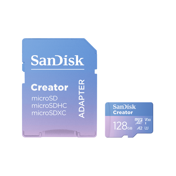 Thẻ nhớ SanDisk 128G Extreme uSD, V30,U3,C10,A2,UHS-I,190MB/s R, 90MB/s, Creator Cart + Adapter