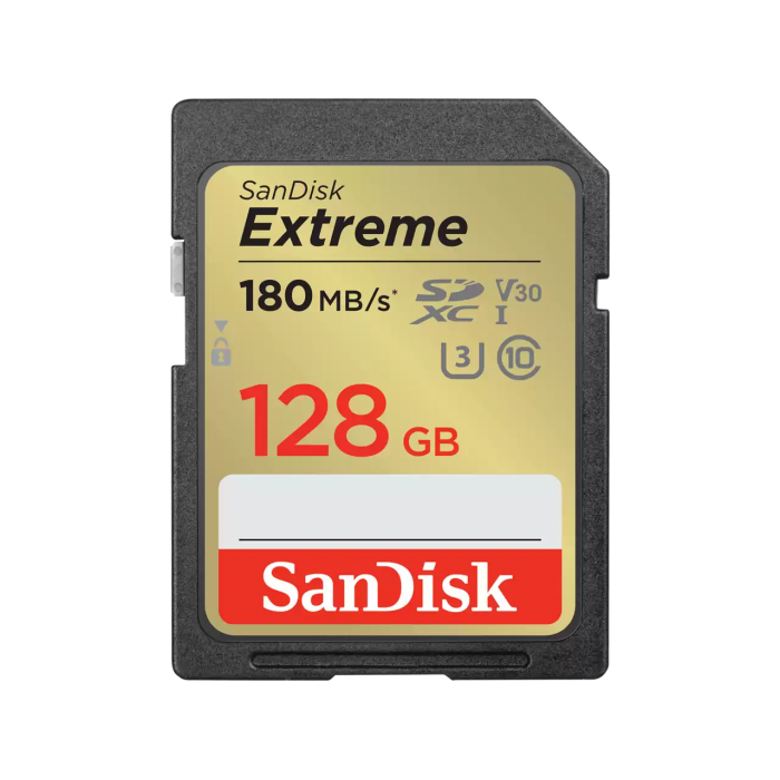 Thẻ nhớ SanDisk 128G Extreme,V30,U3,C10,UHS-I,180MB/s- SDSDXVA-128G-GNCIN