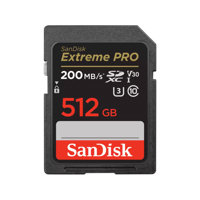 Thẻ SD SanDisk Extreme PRO- 512Gb,V30,U3,C10 200MB/s R, 140MB/s W - SDSDXXD-512G-GN4IN