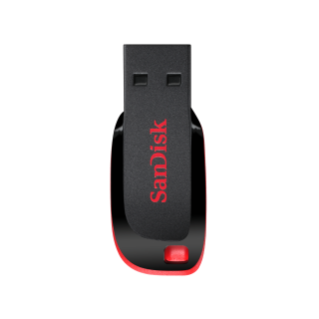 USB SANDISK Cruzer Blade 32GB, USB 2.0, màu đen phối đỏ, thiết kế nhỏ gọn.